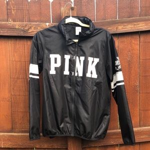 PINK Black Windbreaker Jacket